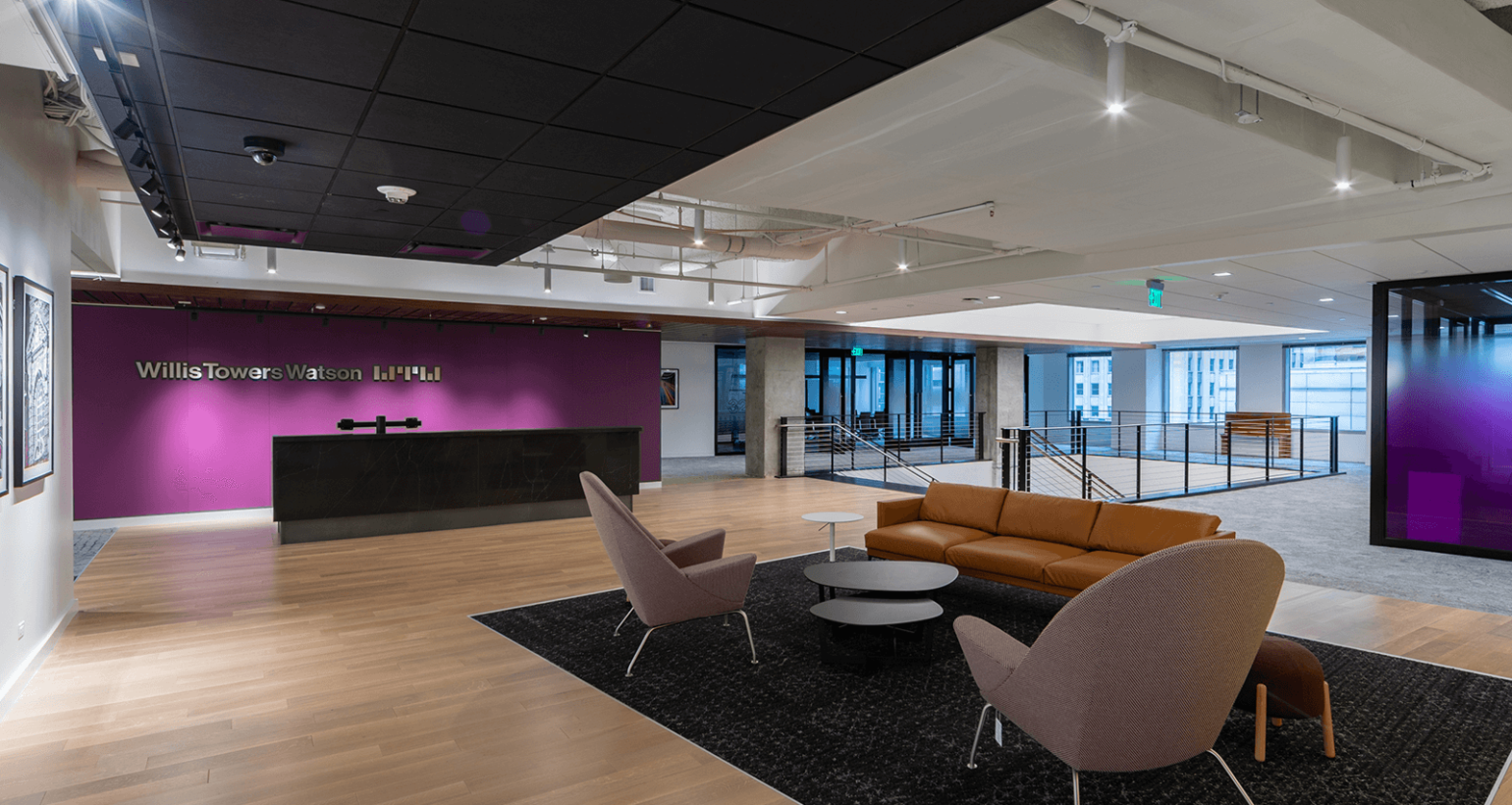 Willis Towers Watson Reception Area, Philadelphia, PA; Structure Tone, Inc.; Vocon Partners Architects