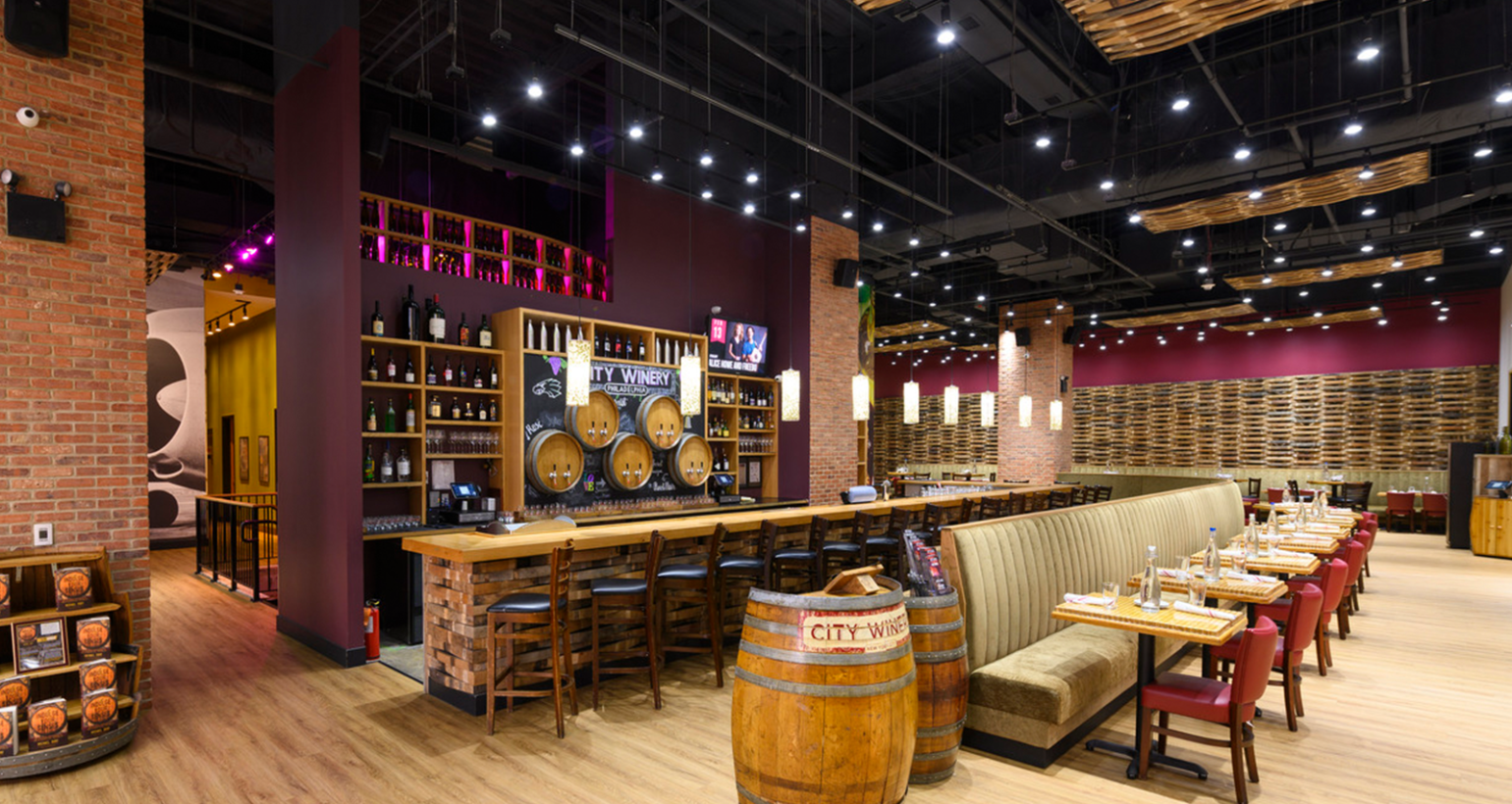 City Winery Bar Seating, Philadelphia, PA; Clemens Construction; Christopher Warnick Architecture